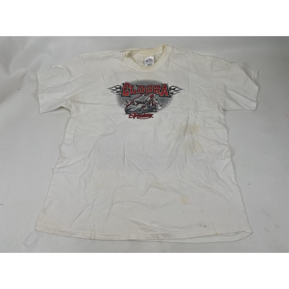 Eldora Speedway Rossburg Ohio‎ Short Sleeve Graphic T Shirt Mens Size XL White